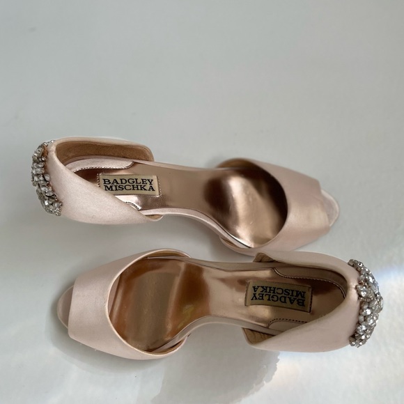 badgley mischka nude heels peep toe 8 - Picture 6 of 8